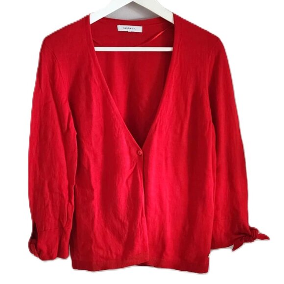Sandwich red cotton cardigan - Picture 1 of 10